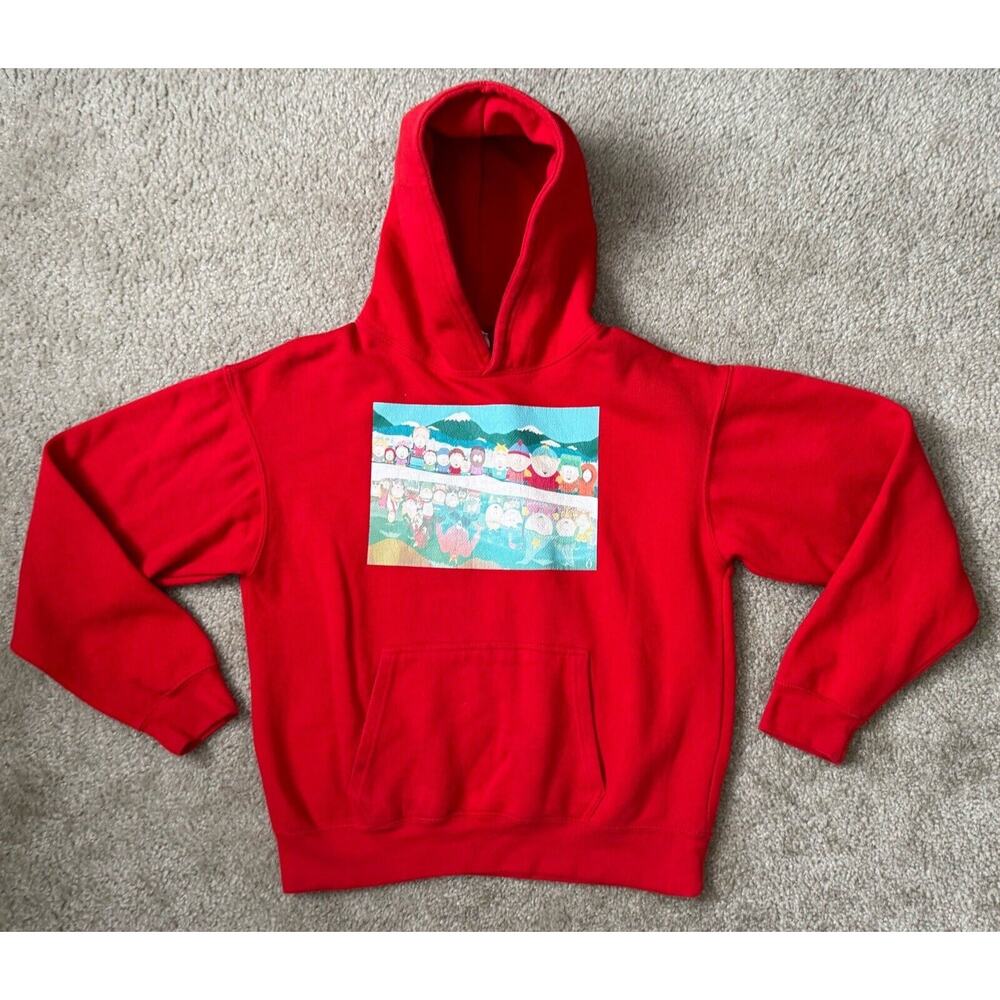 Three Layer Hoodie Sweatshirt South Park Youth Size X-Large Red Pullover